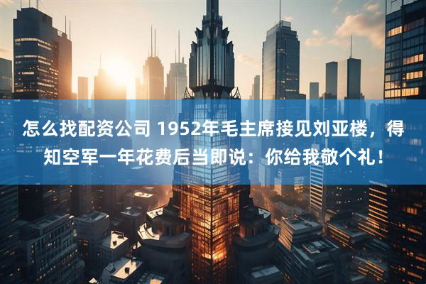 怎么找配资公司 1952年毛主席接见刘亚楼，得知空军一年花费后当即说：你给我敬个礼！